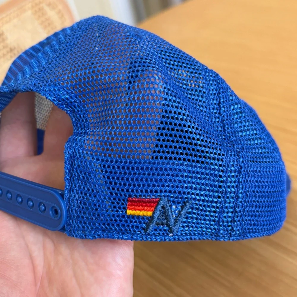 Aviator Nation Royal Blue Corduroy Smiley Face Trucker Hat Snapback Mesh Cap